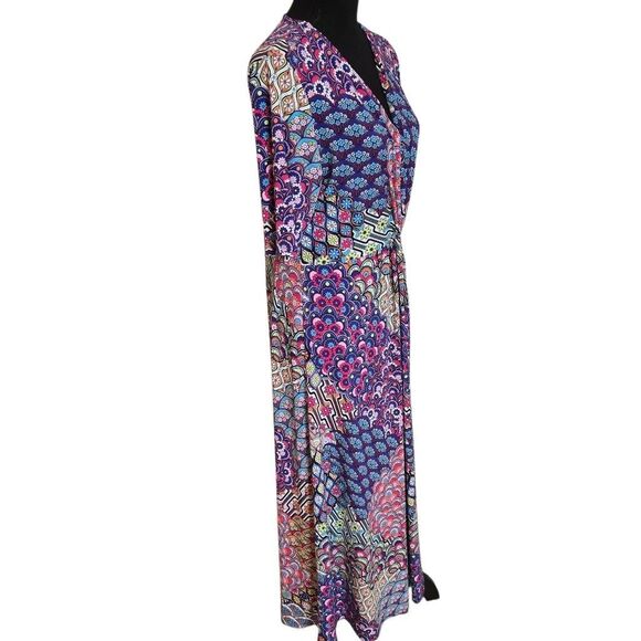 MSK Womens Mixed Color Print Twist Front Midi Dress Size Large - Picture 4 of 12